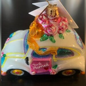 Christopher Radko “Bridal Bug” Just Married VW Beetle Ornament. NWT
